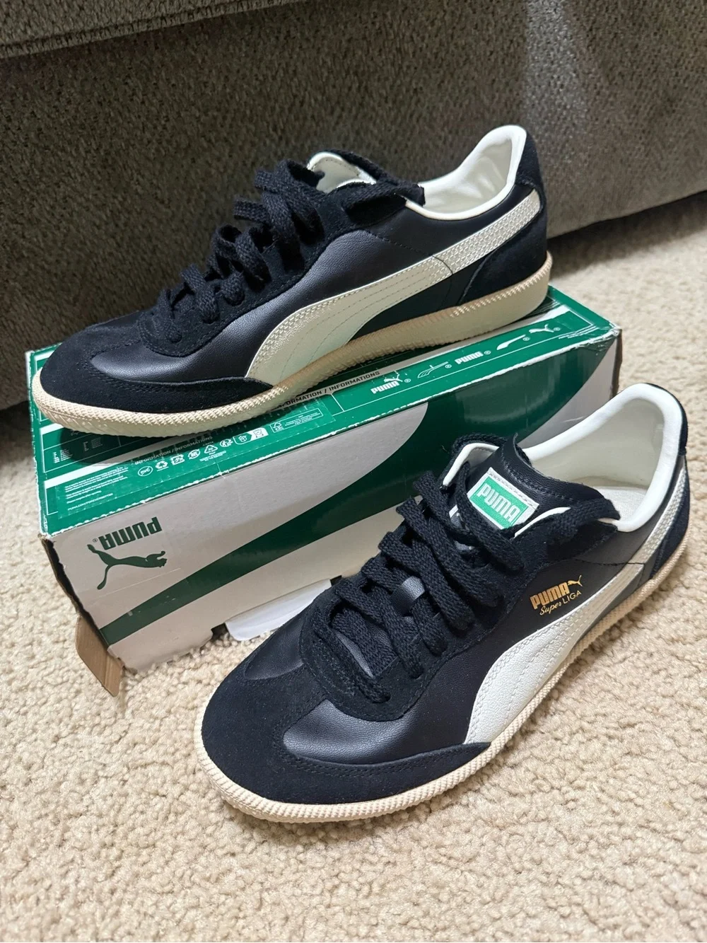 PUMA Super Liga Og Retro Mens Black Sneakers Casual Shoes 356999 New Sz 8.5